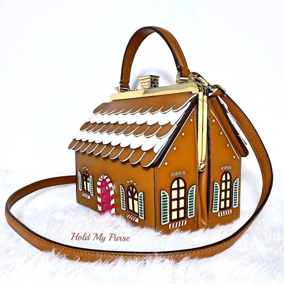 Kate Spade Gingerbread House Handbag & Gingerbread Man Keychain Charm NWT - Picture 7 of 15